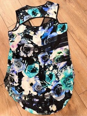 Amanda Uprichard Floral Tank Top in Teal, Black & White